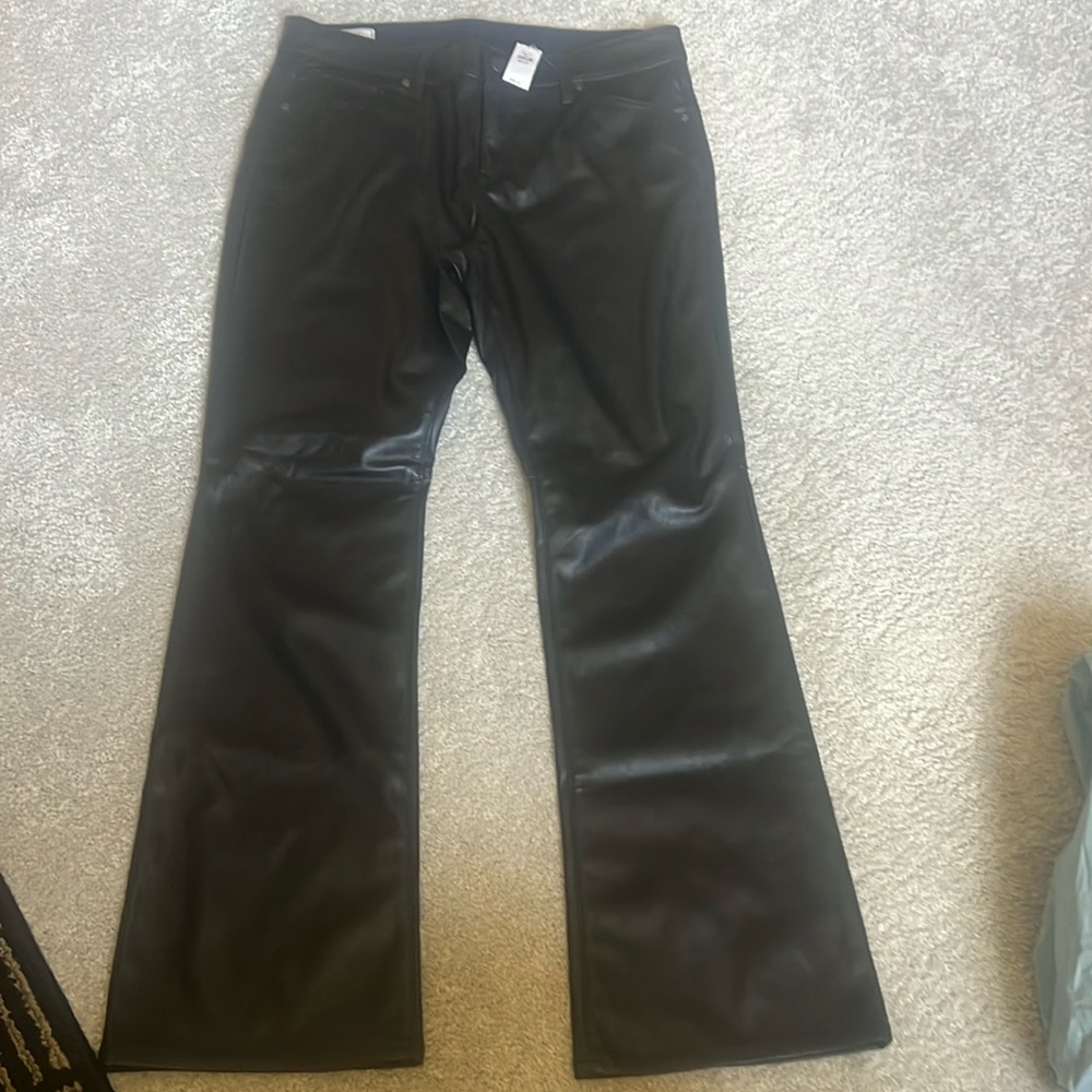 GAP Black Mid Rise Vegan Leather Baby Boot Pants
